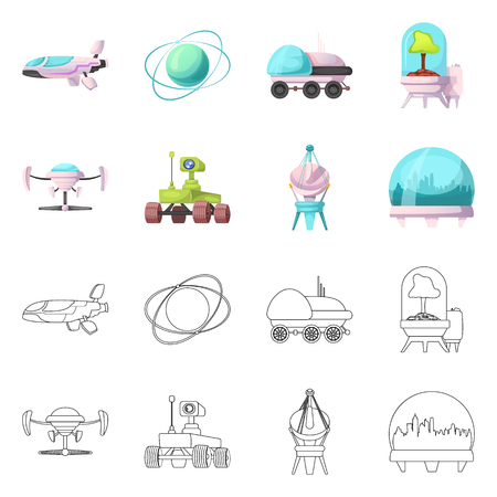 Vector design of mars and space logo. Set of mars and planet stock symbol for web.のイラスト素材