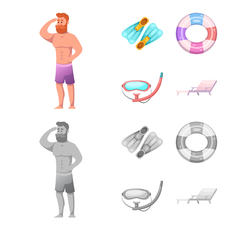 Vector design of pool and swimming icon. Collection of pool and activity stock symbol for web.のイラスト素材