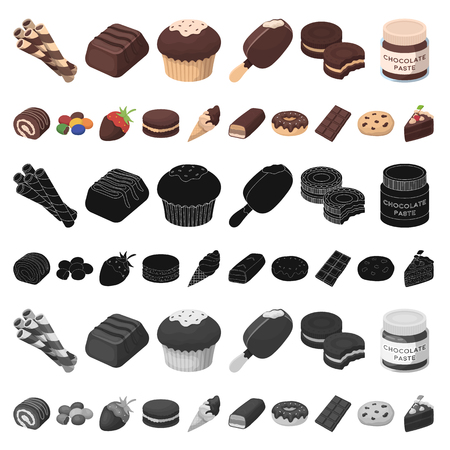 Chocolate Dessert cartoon icons in set collection for design. Chocolate and Sweets vector symbol stock  illustration.のイラスト素材