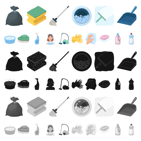Cleaning and maid cartoon icons in set collection for design. Equipment for cleaning vector symbol stock  illustration.のイラスト素材