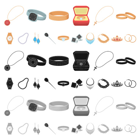 Jewelry and accessories cartoon icons in set collection for design.Decoration vector symbol stock  illustration.のイラスト素材