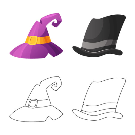 Vector illustration of headgear and cap icon. Set of headgear and accessory stock symbol for web.のイラスト素材