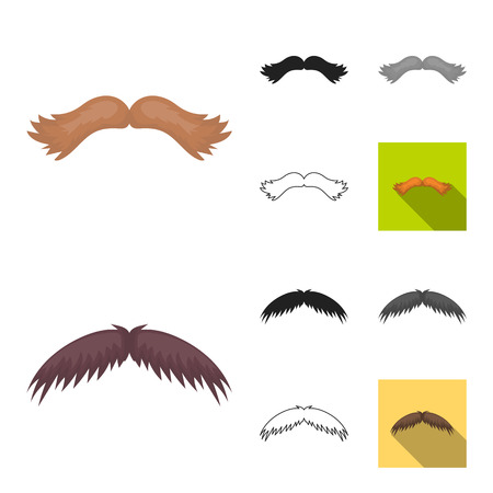 Mustache and beard, hairstyles cartoon,black,flat,monochrome,outline icons in set collection for design. Stylish haircut bitmap symbol stock web illustration.の写真素材