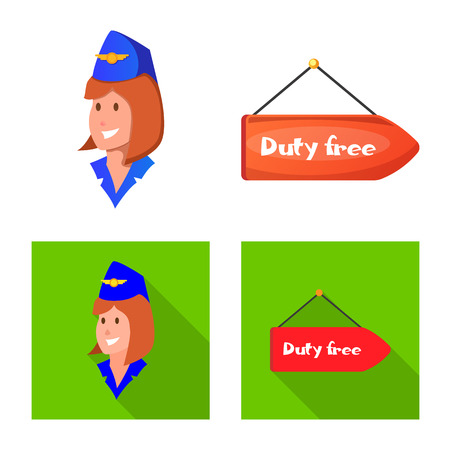 Isolated object of airport and airplane sign. Set of airport and plane vector icon for stock.のイラスト素材