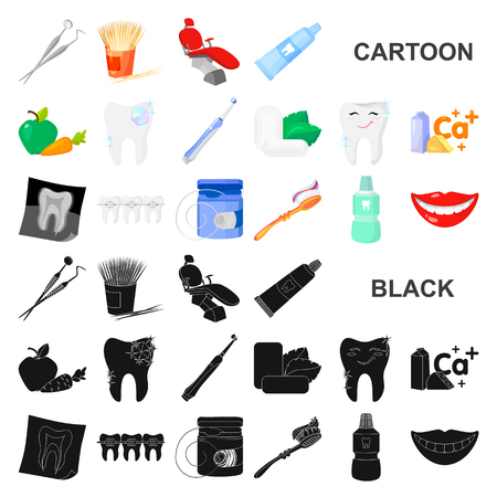 Dental care cartoon icons in set collection for design. Care of teeth vector symbol stock  illustration.のイラスト素材