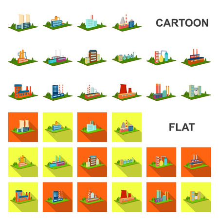 Factory and plant cartoon icons in set collection for design. Production and enterprise vector isometric symbol stock web illustration.のイラスト素材
