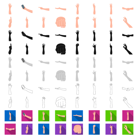 Gestures and their meaning cartoon icons in set collection for design.Emotional part of communication vector symbol stock web illustration.のイラスト素材