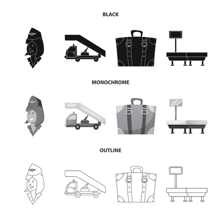 Isolated object of airport and airplane sign. Set of airport and plane stock vector illustration.のイラスト素材