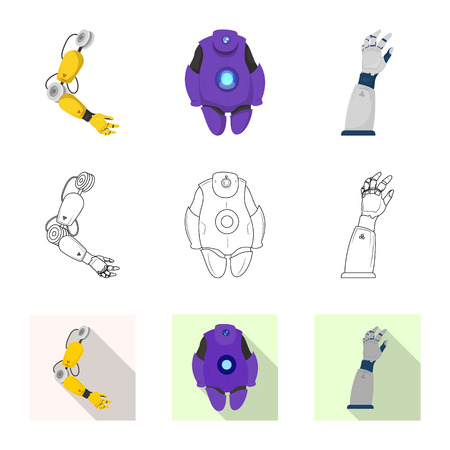 Isolated object of robot and factory logo. Collection of robot and space vector icon for stock.のイラスト素材