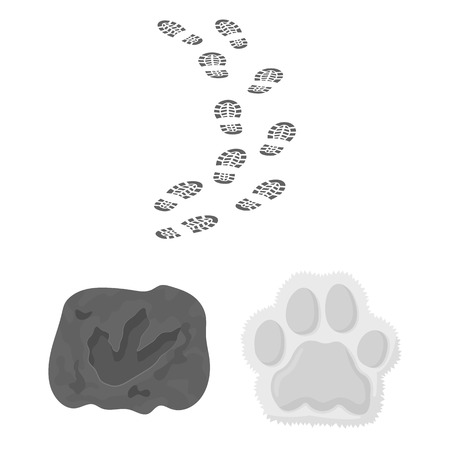 Vector illustration of track  and footstep sign. Set of track  and silhouette  stock symbol for web.のイラスト素材