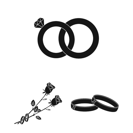 Vector illustration of ring and wedding symbol. Collection of ring and anniversary stock symbol for web.のイラスト素材