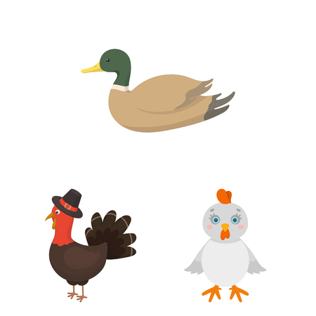 Isolated object of funny and poultry icon. Set of funny and farming vector icon for stock.のイラスト素材