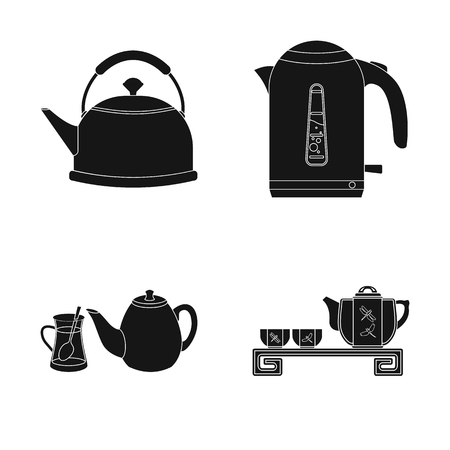 Vector illustration of kettle and tea sign. Collection of kettle and electric stock vector illustration.のイラスト素材
