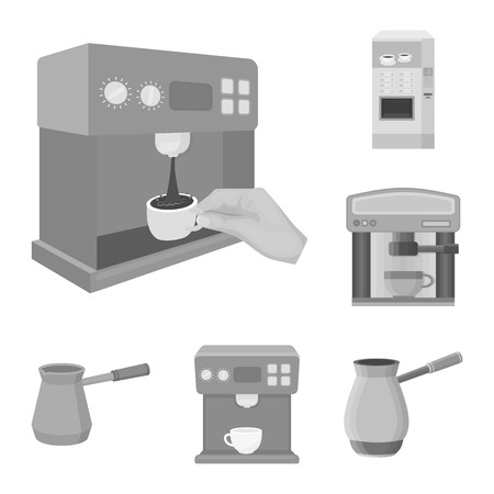 Vector illustration of coffee and machine logo. Set of coffee and kitchen stock vector illustration.のイラスト素材
