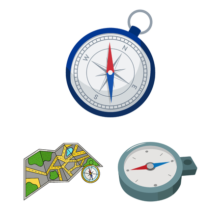 Isolated object of compass and travel logo. Set of compass and orientation stock symbol for web.のイラスト素材