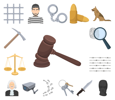 Prison and the criminal cartoon icons in set collection for design.Prison and Attributes vector symbol stock illustration.のイラスト素材
