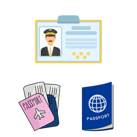 Vector design of passport and travel symbol. Collection of passport and paper vector icon for stock.のイラスト素材