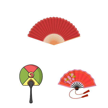 Isolated object of fan and hand logo. Set of fan and paper stock vector illustration.のイラスト素材