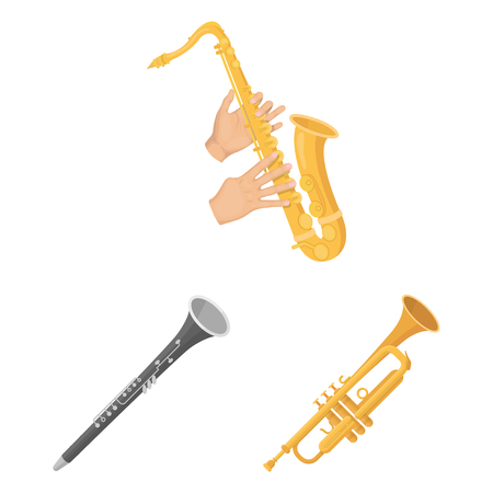 Vector illustration of trumpet and brass icon. Set of trumpet and saxophone stock vector illustration.のイラスト素材