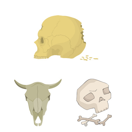 Vector illustration of skeleton and character icon. Set of skeleton and halloween stock vector illustration.のイラスト素材