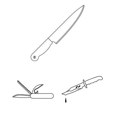 Vector illustration of knife and cut sign. Collection of knife and flat vector icon for stock.のイラスト素材