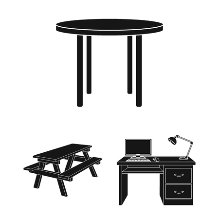 Vector design of  and table  icon. Collection of  and  wooden  vector icon for stock.のイラスト素材