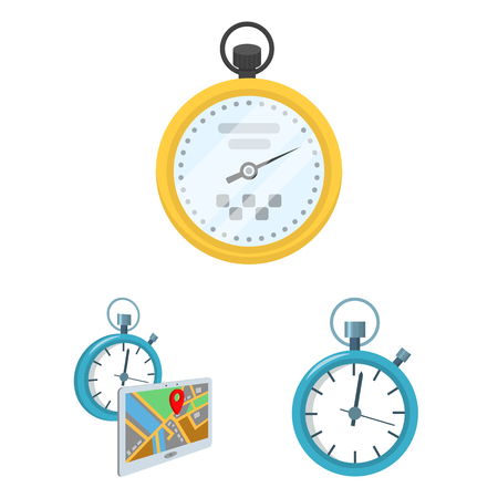 Vector illustration of stopwatch and watch logo. Set of stopwatch and stop stock symbol for web.のイラスト素材