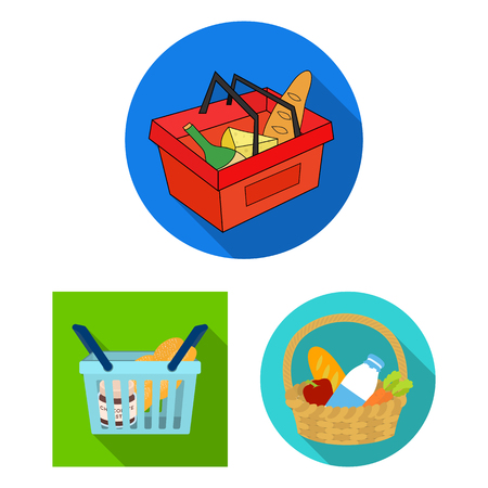 Vector illustration of food and cart icon. Collection of food and supermarket vector icon for stock.のイラスト素材