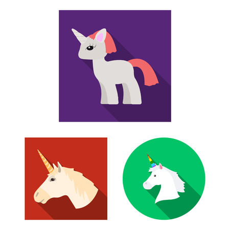 Isolated object of unicorn and cute sign. Collection of unicorn and animal stock vector illustration.のイラスト素材