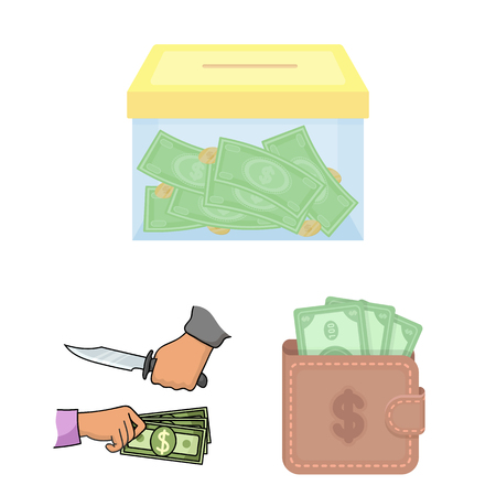 Vector design of cash and currency icon. Collection of cash and stack vector icon for stock.のイラスト素材