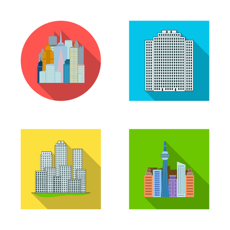 Vector illustration of building and high icon. Collection of building and business stock vector illustration.のイラスト素材