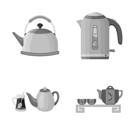 Isolated object of kettle and tea icon. Collection of kettle and electric vector icon for stock.のイラスト素材