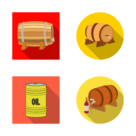Vector illustration of barrel and beer symbol. Collection of barrel and keg stock symbol for web.のイラスト素材