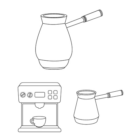 Vector design of coffee and machine symbol. Set of coffee and kitchen vector icon for stock.のイラスト素材