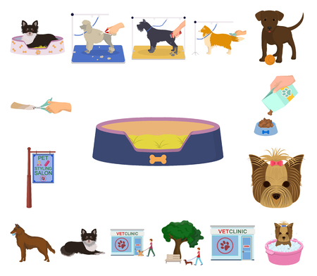 Pet cartoon icons in set collection for design. Care and education vector symbol stock web illustration.のイラスト素材