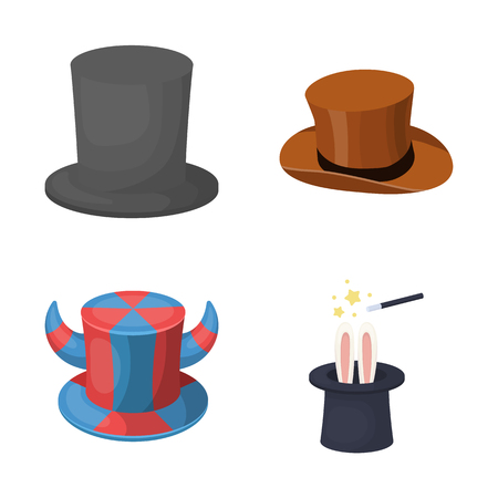 Isolated object of hat and derby symbol. Set of hat and bonnet stock vector illustration.のイラスト素材