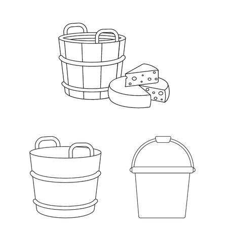Vector illustration of bucket and water logo. Collection of bucket and full stock vector illustration.のイラスト素材