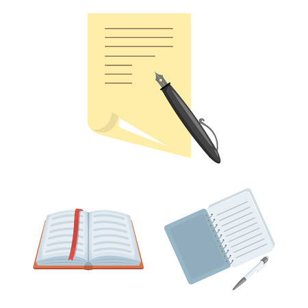 Isolated object of book and open symbol. Collection of book and pencil stock vector illustration.のイラスト素材