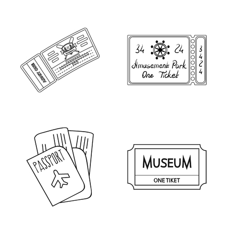 Isolated object of ticket and movie sign. Collection of ticket and concert vector icon for stock.のイラスト素材