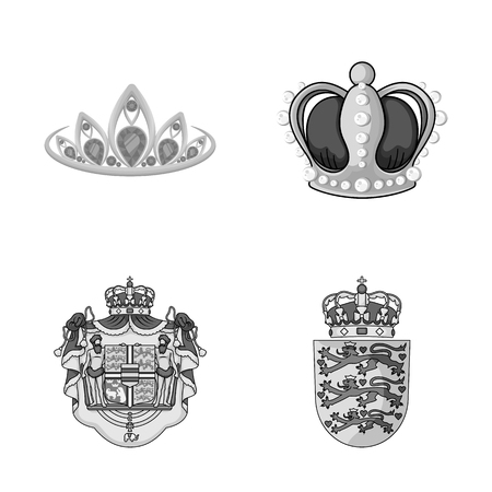 Vector design of crown and royal logo. Set of crown and jewelry stock vector illustration.のイラスト素材