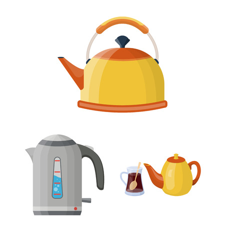 Isolated object of kettle and tea icon. Set of kettle and electric stock vector illustration.のイラスト素材