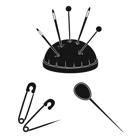 Isolated object of pin and sewing logo. Collection of pin and sketch stock symbol for web.のイラスト素材