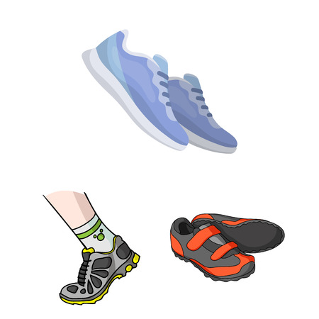 Vector illustration of shoe and sport symbol. Set of shoe and fitness stock symbol for web.のイラスト素材