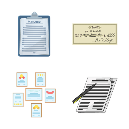 Isolated object of folder and list symbol. Collection of folder and contract stock vector illustration.のイラスト素材