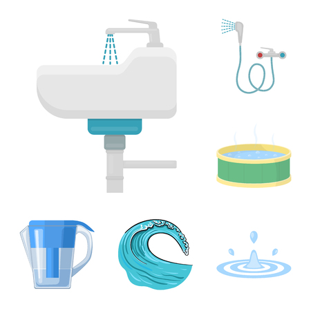 Isolated object of water and drop symbol. Set of water and splash vector icon for stock.のイラスト素材