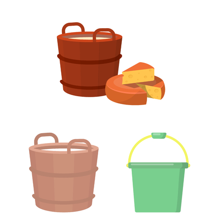 Vector design of bucket and water icon. Collection of bucket and full vector icon for stock.のイラスト素材