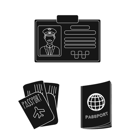 Vector illustration of passport and travel sign. Set of passport and paper vector icon for stock.のイラスト素材