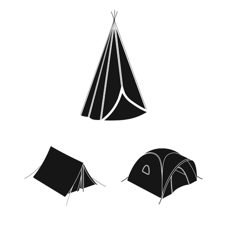 Vector design of tent  and camp sign. Set of tent  and forest vector icon for stock.のイラスト素材