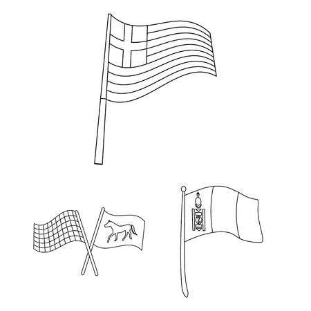 Vector illustration of world and flag symbol. Set of world and ribbon stock vector illustration.のイラスト素材