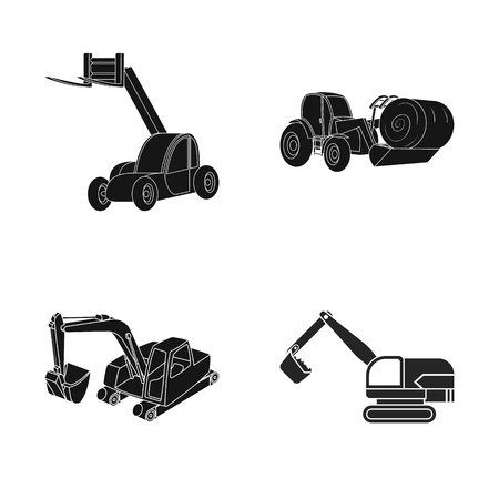 Isolated object of front and excavator logo. Collection of front and bucket vector icon for stock.のイラスト素材
